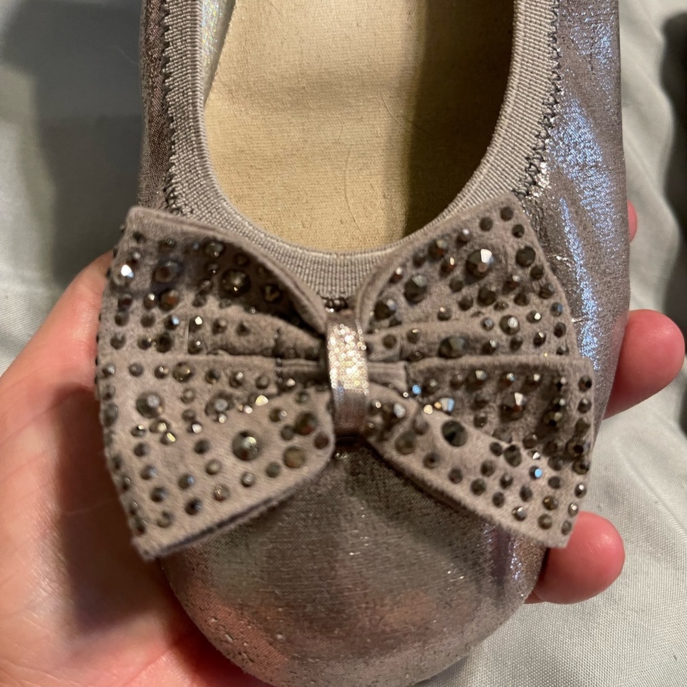 Stuart Weizmann Flats , Silver Shiny With Jewel B… - image 2